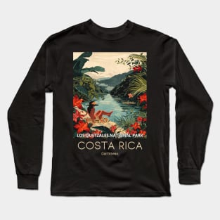 A Vintage Travel Illustration of Los Quetzales National Park - Costa Rica Long Sleeve T-Shirt